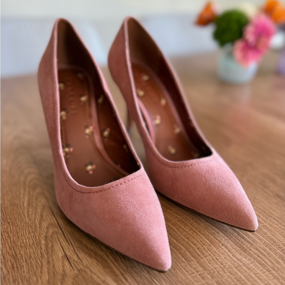 Coach Dusty Rose Suede Heels